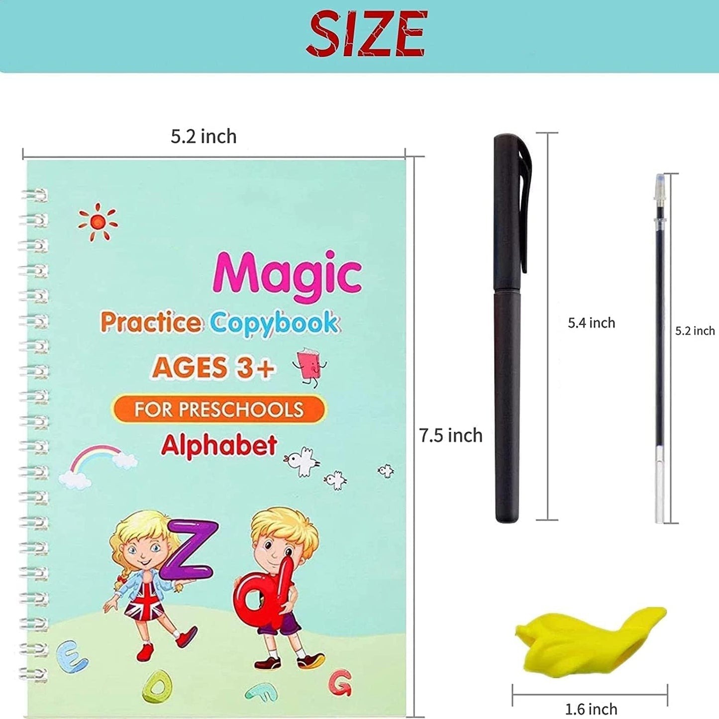 Magic Practice Copybook (4 BOOKS,1 PEN,1 GRIP,10 REFILL)