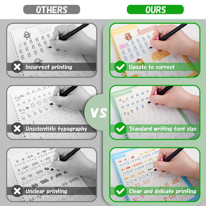 Magic Practice Copybook (4 BOOKS,1 PEN,1 GRIP,10 REFILL)